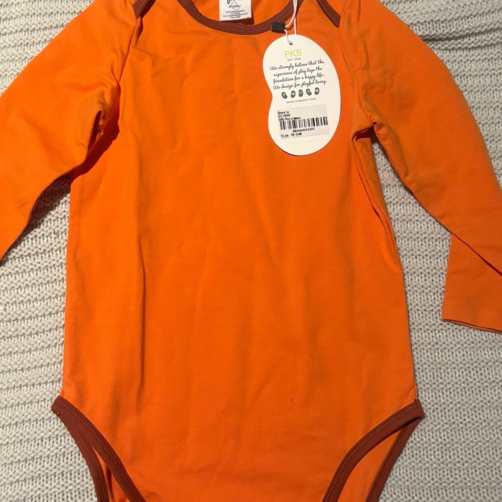 PKB Orange Long Sleeve Baby Bodysuit